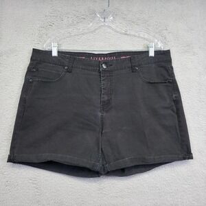 Liverpool Jeans‎ Linda Shorts Womens 16 Black High Rise Denim Stretch Classic